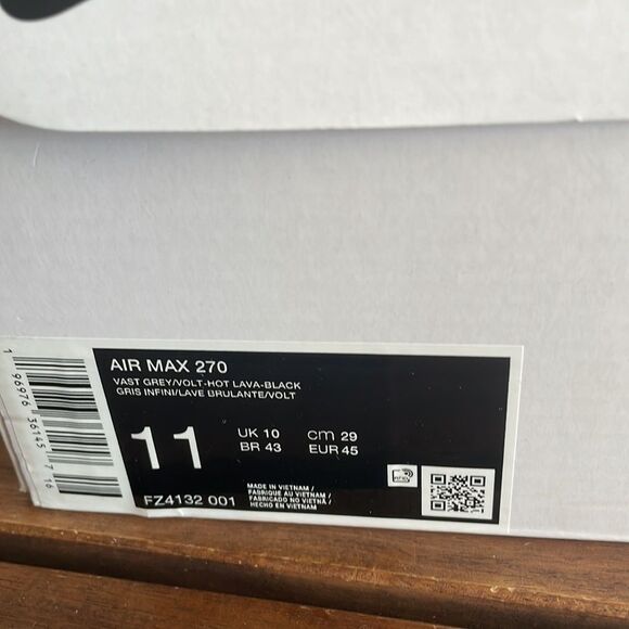 Nike Air Max 270 Vast Grey USA Men Size 11/UK 10/EU 45(FZ4132-001)Box Crushed - Picture 12 of 15